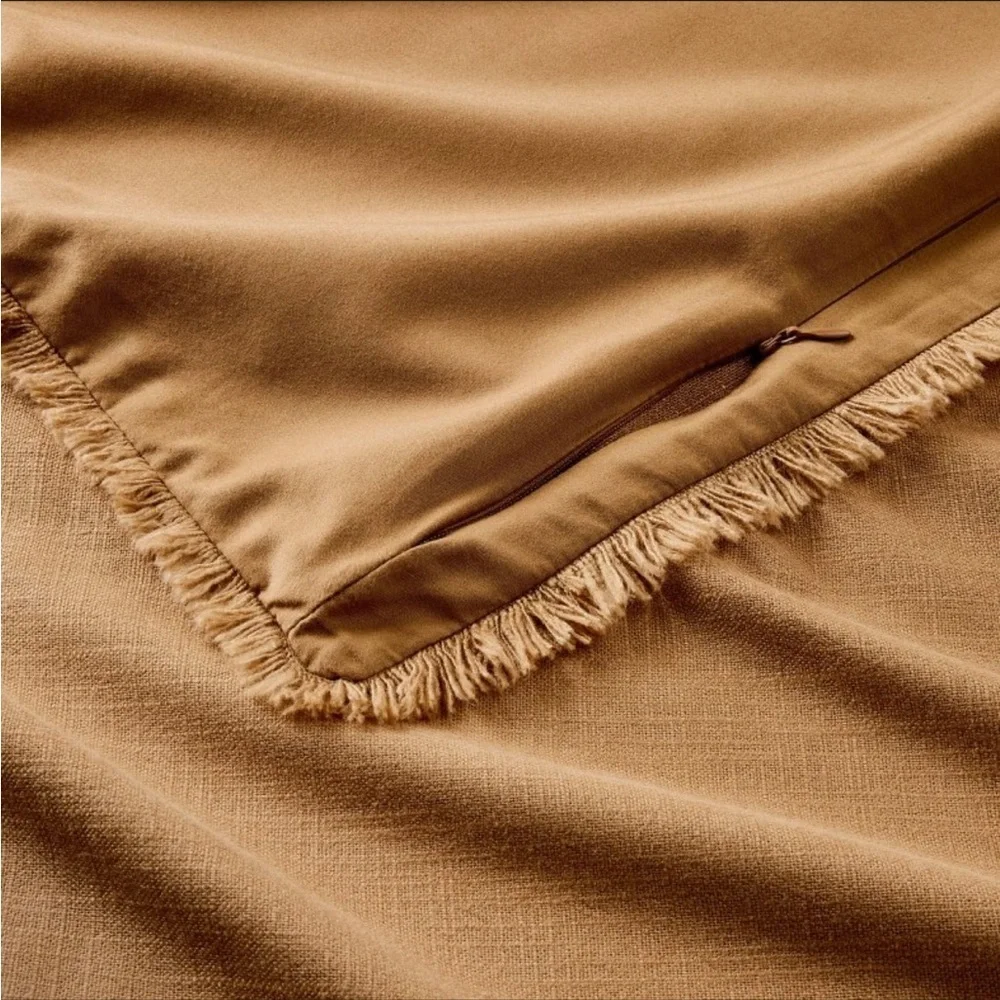 NWT Full/Queen Heavyweight Linen Blend Comforter & Sham Set Warm Brown Casaluna